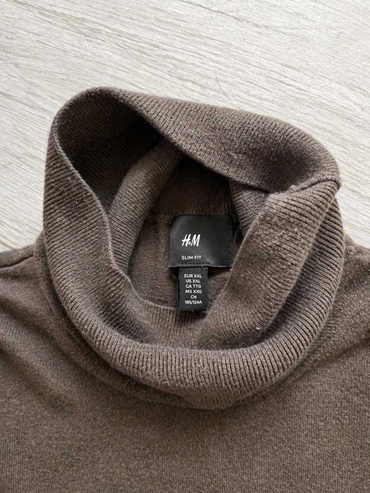 Brązowy golf męski H&M, Klasyczny sweter basic