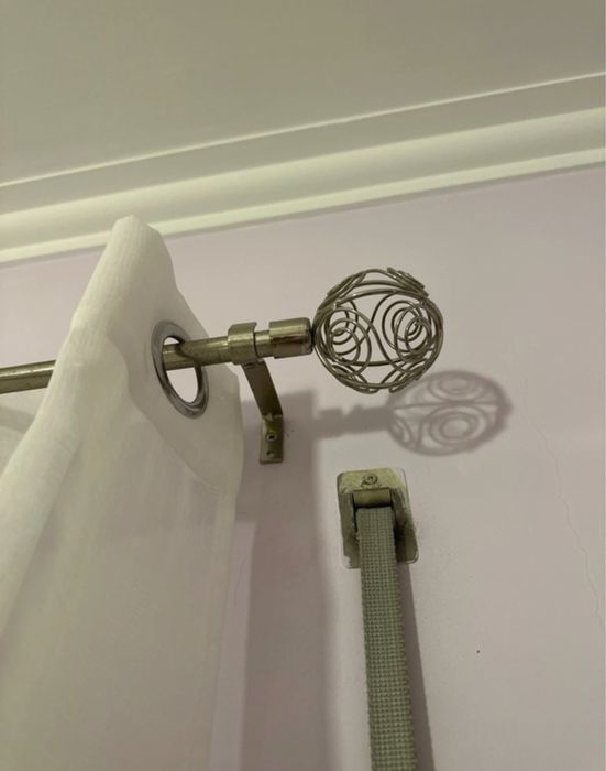Cortinado de 3 peças branco e roxo para sala/quarto
