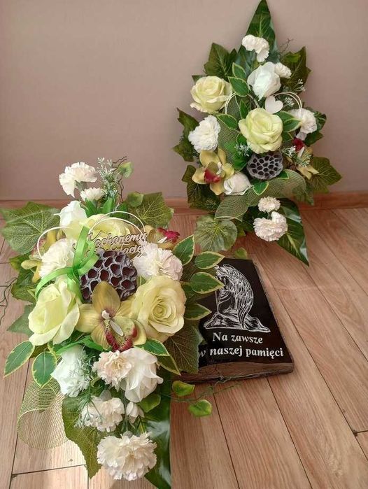 KWIATY na grób KSIĘGA kompozycja na cmentarz KOMPLET