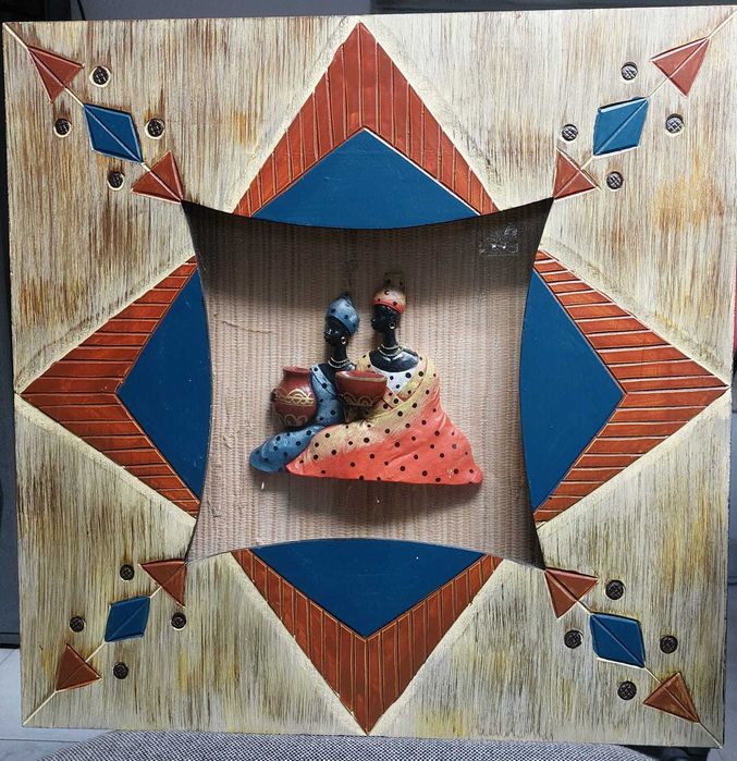 Quadro em madeira  com motivo Africano