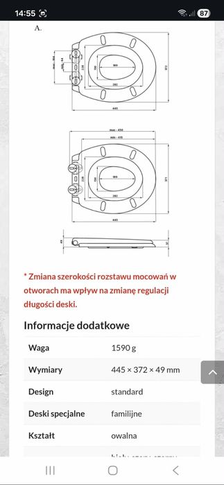 Deska sedesowa Narja wolnoopadająca