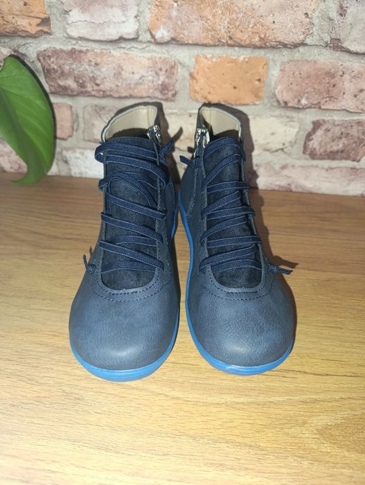 Nowe jesienne botki na płaskiej podeszwie niebieskie jeans roz 36