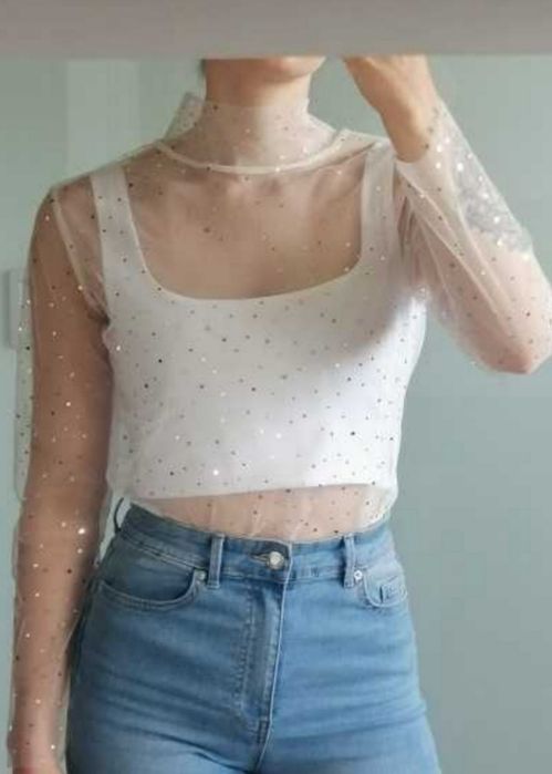 Bluzka nowa biała siateczkowa S