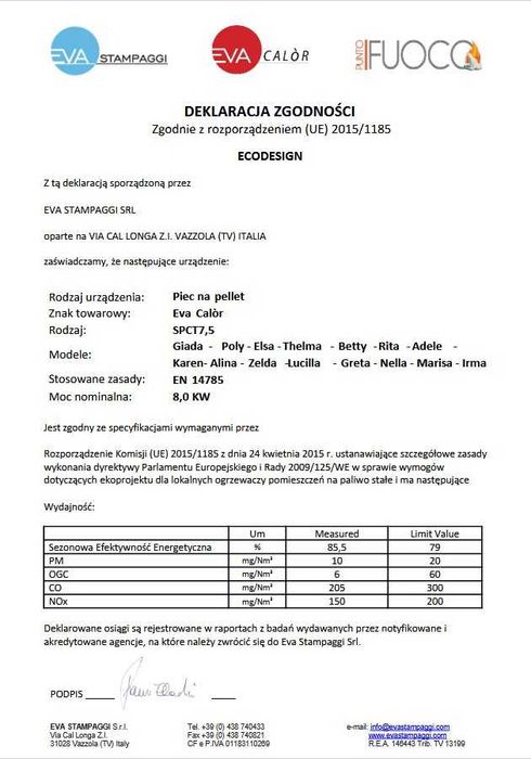 PIEC NA PELLET EVA CALOR Thelma 9 kW | z nadmuchem | 2 KOLORY