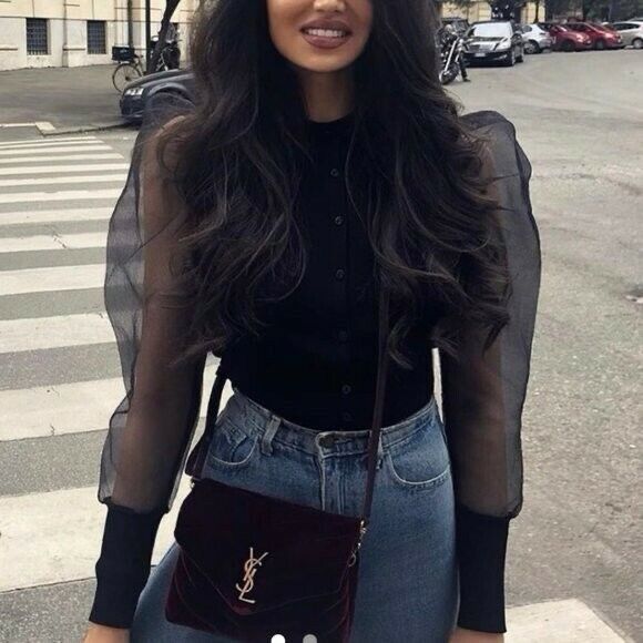 Missguided bluzka bufki tiul organza 38 M Zara elegancka ozdobna nowa