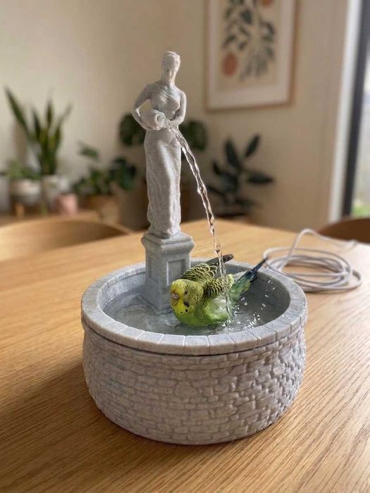 Fonte interior estilo mármore com estátua, presente único zen