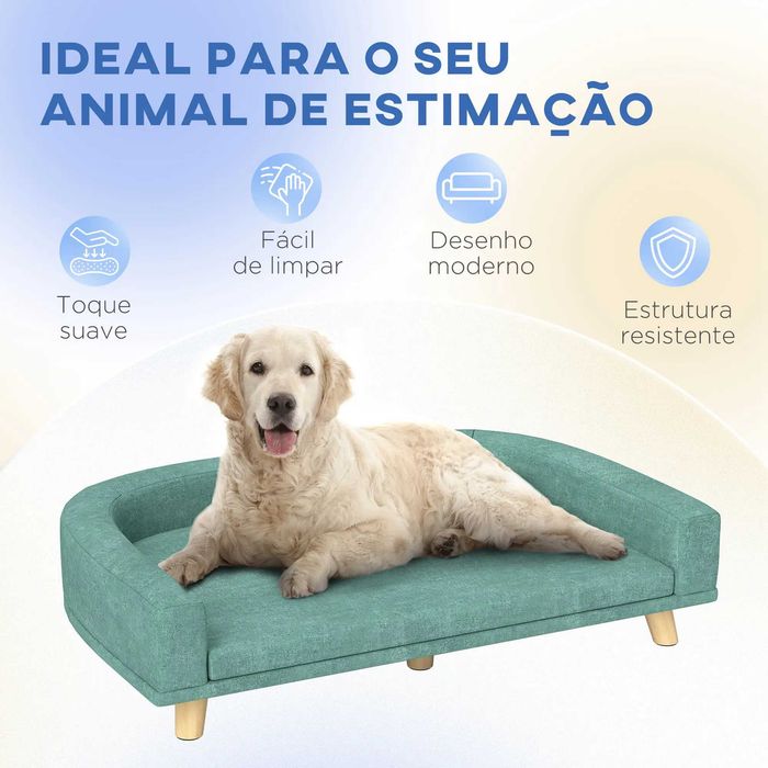 Sofá para Cães Cama Elevada Verde
