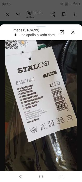 Bluza robocza S-51004 Stalco Basic line L