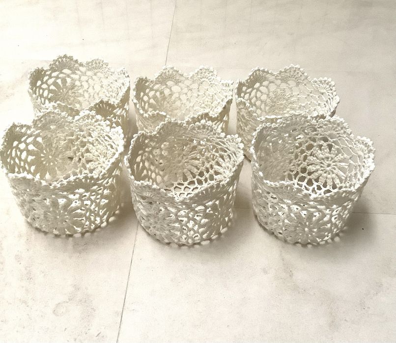 6 recipientes de crochet endurecido