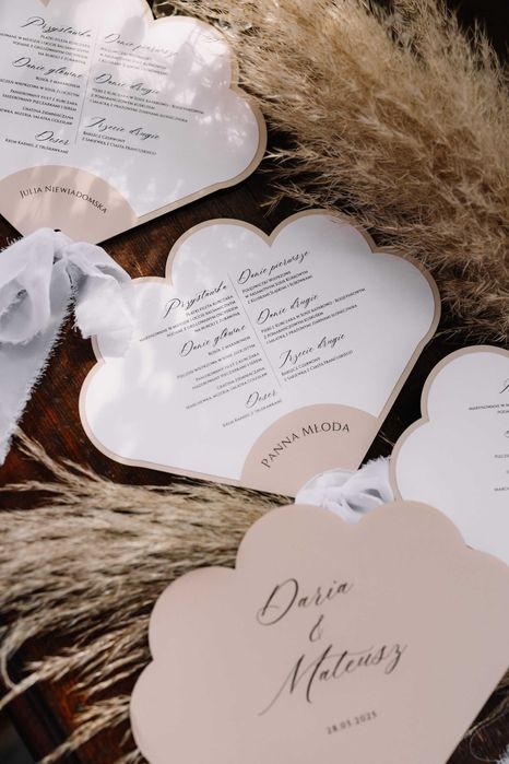wachlarz wese4lny z menu i winietką - biscuit