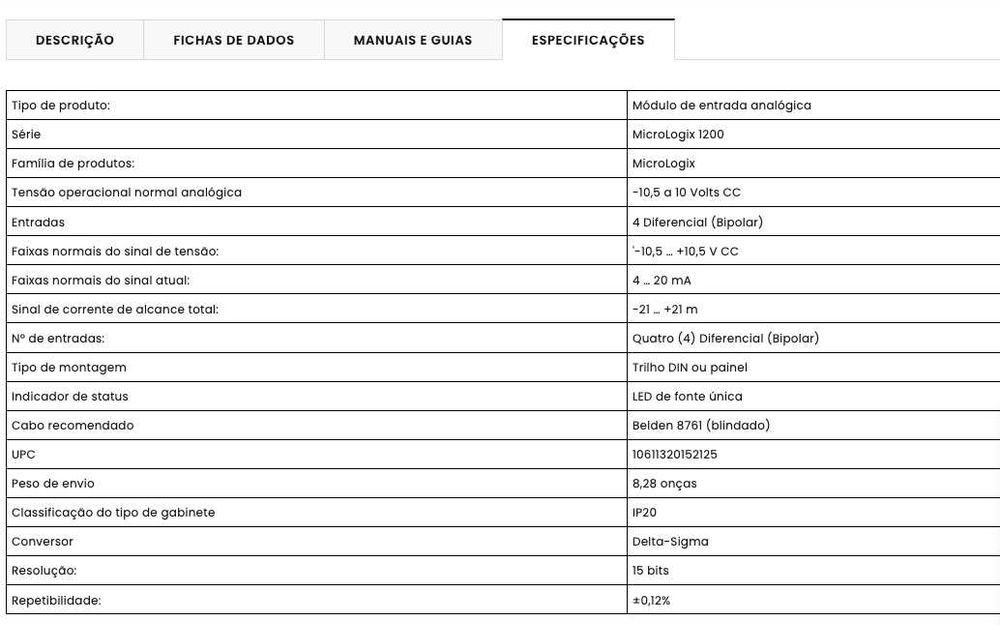 Allen Bradley 1762-IF4 - Módulo E/S para PLC