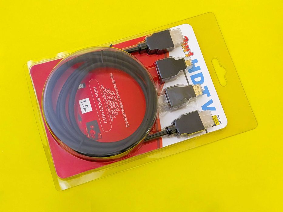 Hdmi кабель HDTV 1,5 метра с переходниками mini Hdmi и micro Hdmi