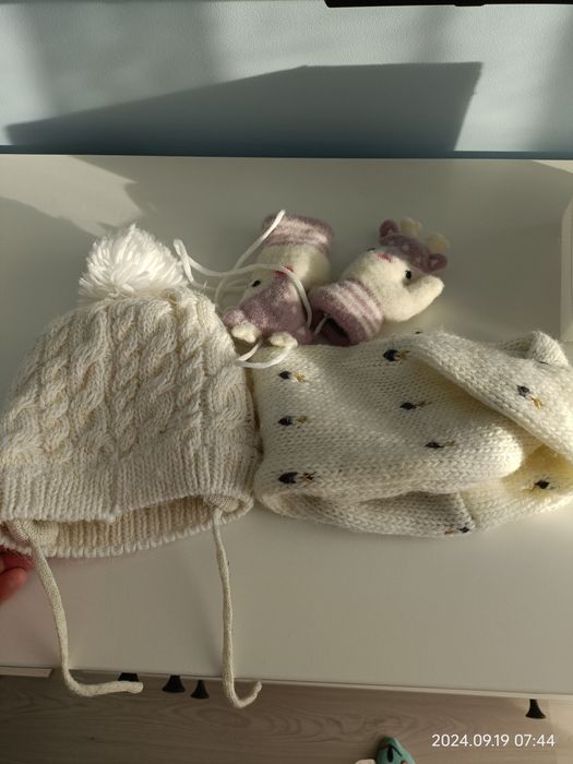 Komplet czapka komin i rękawiczki 86-98