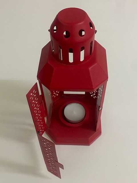Porta velas marroquino metal vermelho