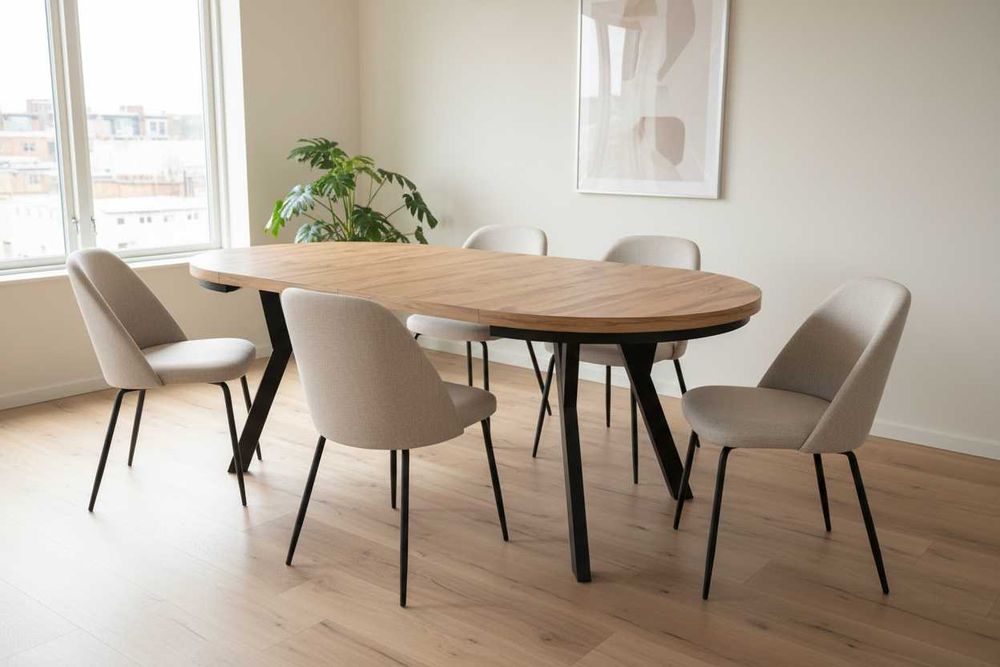 Stół okrągły rozkładany 100/200 loft noga Y do salonu i jadalni