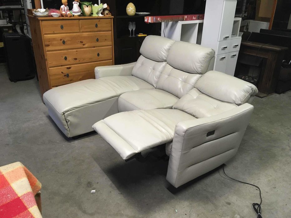 Narożnik skóra elektryczny rozkładany relax mały