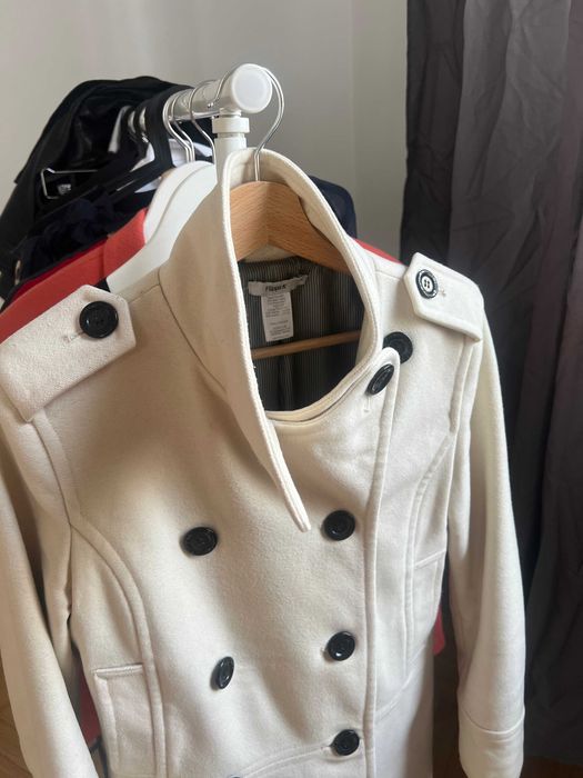 Biały płaszcz premium Filippa K wełna S / 36 elegancki