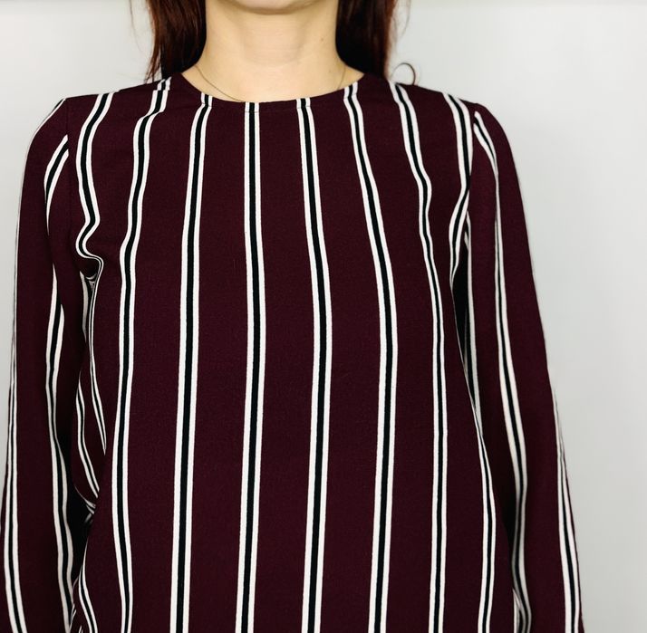 Bordowa bluzka w pionowe paski XS 34 Vero Moda