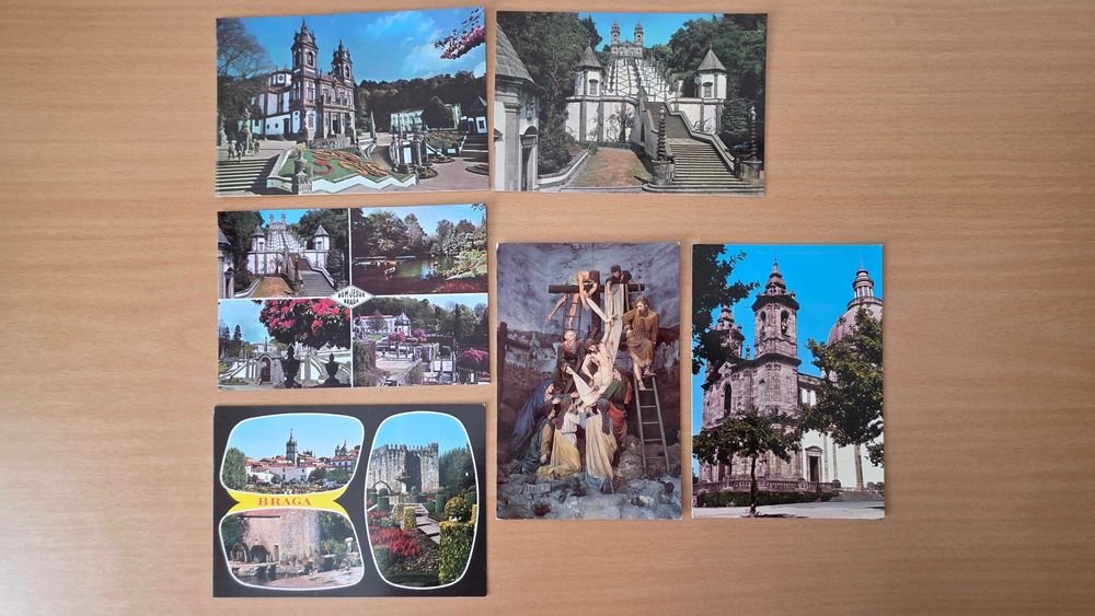6 postais ilustrados de Braga - Bom Jesus e Sameiro