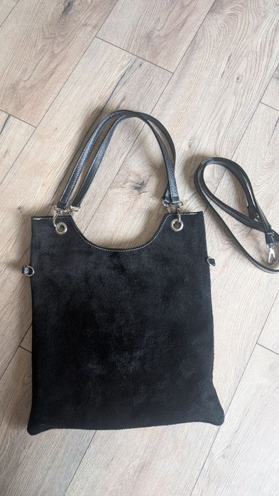 Torebka nowa Pani Torbalska skórzana zamsz xl