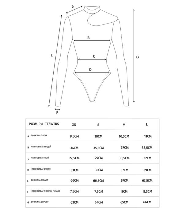 Ttswtrs боді XS з вирізом чорне
