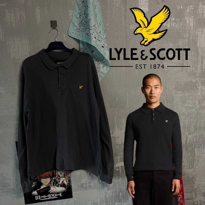 ‼️-50%‼️рубашка-поло с длинным рукавом Lyle & Scott темно черного зеленого L