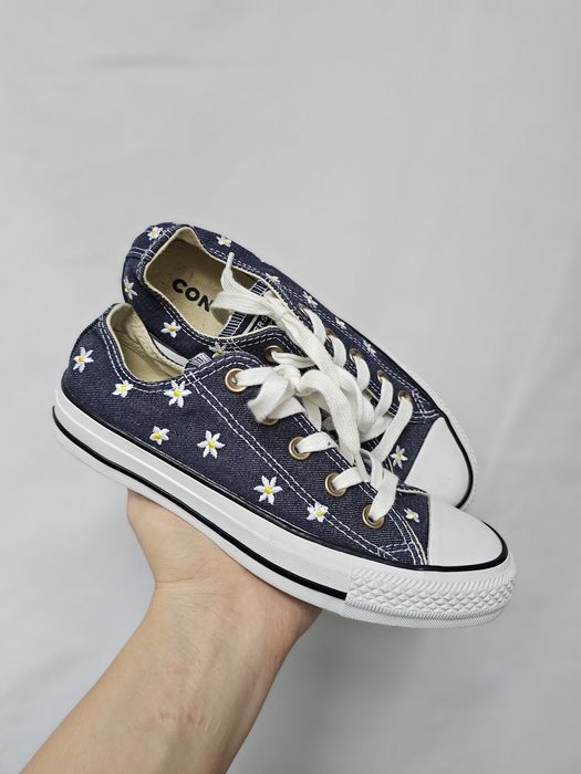 Granatowe Converse All Star Chuck Taylor w kwiaty rozmiar 36 jak nowe