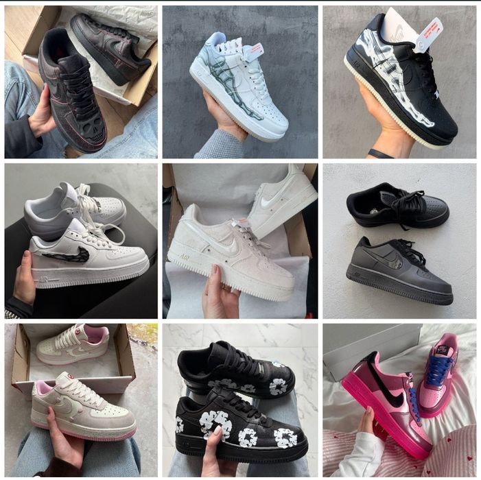 р36-45 Кросівки Nike Air Force 1 Low Black Grey White Pink