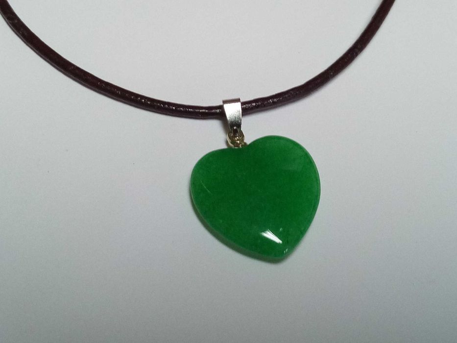 Pendante cabochão de coração de Aventurina Verde. Envio CTT Gratuito