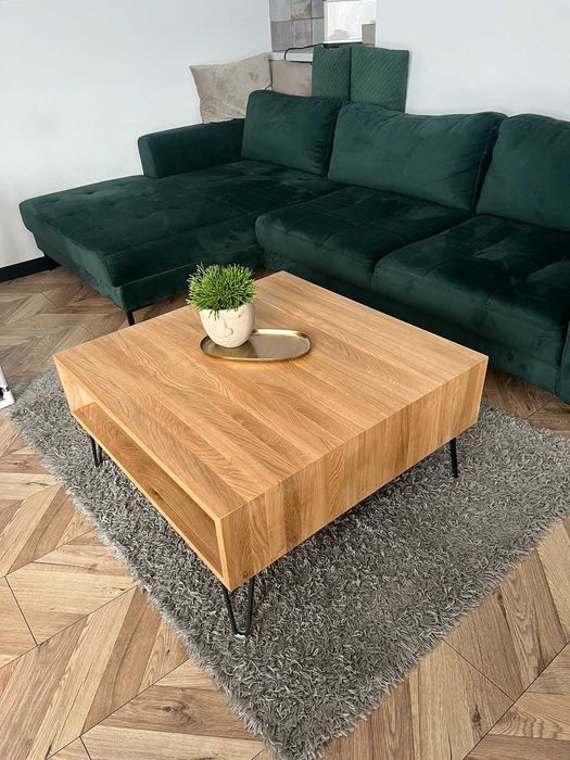 Stół kawowy dąb KWADO natural  80cm x 80cm x 40cm LITE DREWNO