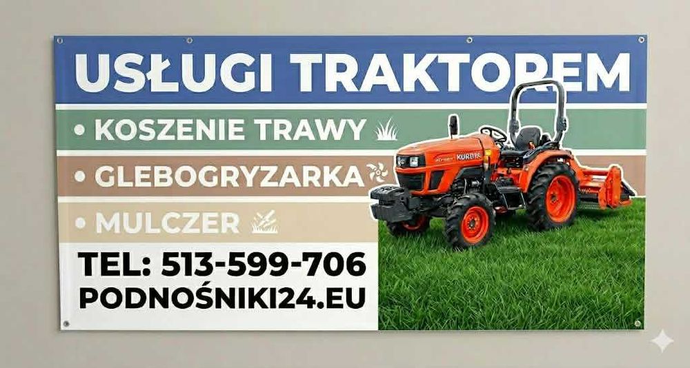 Mini Traktor Kubota / wynajem /usługi: kosiarka, glebogryzarka, pług