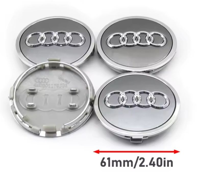 *NOWE* Dekielki 61mm AUDI komplet 4szt. dekle zaślepki kapsle szare