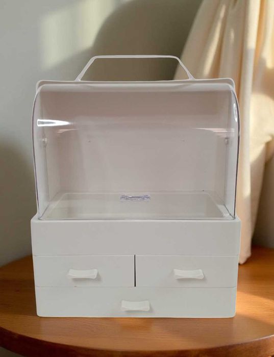 Органайзер для косметики білий з висувними ящиками