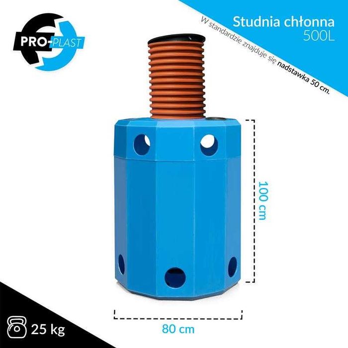 Studnia chłonna 500L deszczówka - odwodnienie - oczyszczalnia - szambo