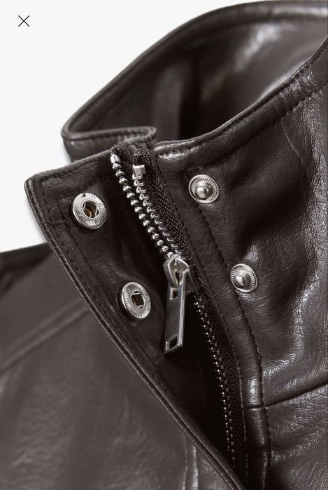 ZARA куртка-жакет коричневая с эффектом кожи, размер M