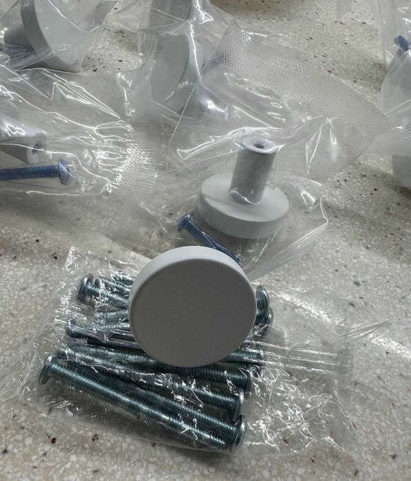 Conjunto de puxadores redondos branco mate – 10 unidades