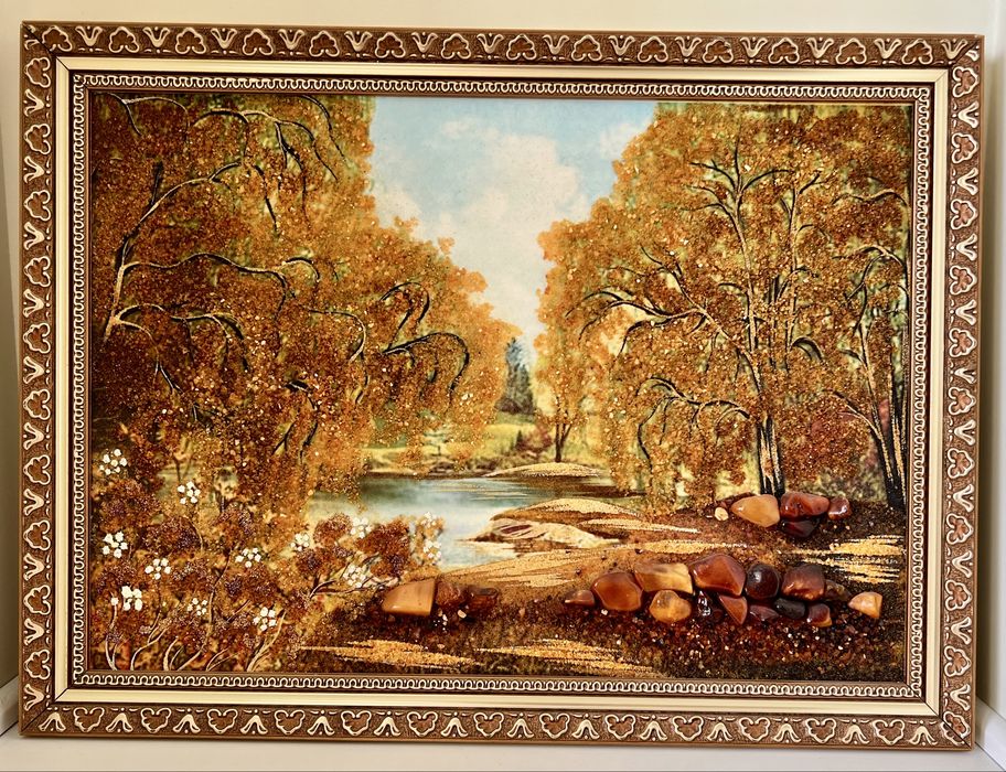 Картина з нат. бурштину 300*400мм. з біркою