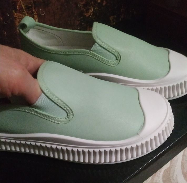 Кеды ,слипоны  мятного цвета