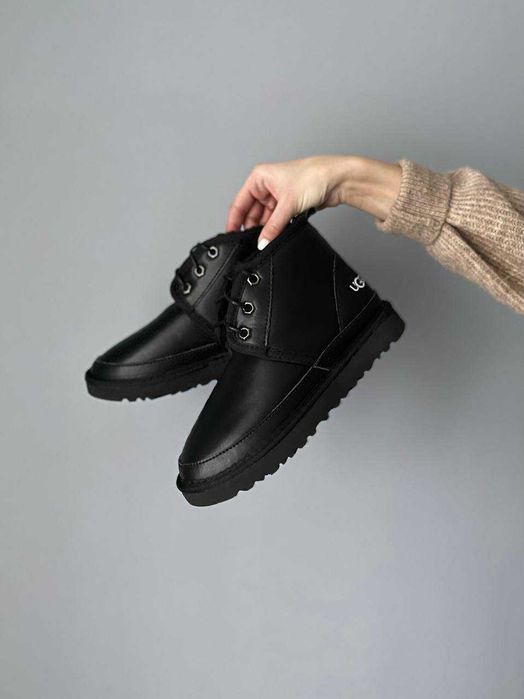 Уггі 36-45 UGG Neumel Leather Black White premium угги шкіряні