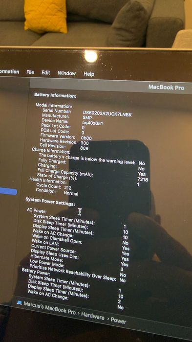 Apple Macbook Pro 16 2019 - 16gb RAM - 512gb SSD - 4gb grafica - 212 ciclos somente