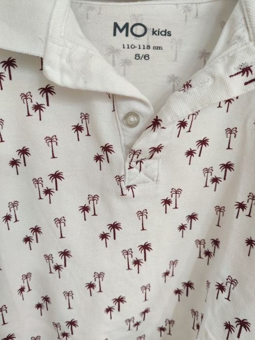 T-shirt, pólo branco, manga curta, Mo kids, 5/6 anos, 118 cm