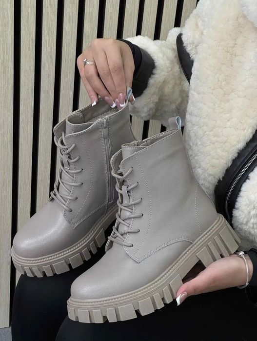 АКЦІЯ  Жіночі черевики ботинки шкіряні бежеві зимові