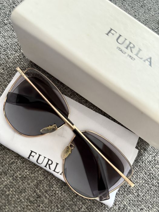 Okulary przeciwsłoneczne Furla zloto brazowe piekne idealne