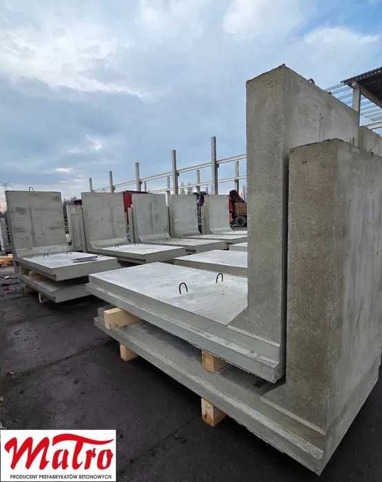 Prefabrykat muru oporowego typu L na zakładkę 250/100/20/150mur mury