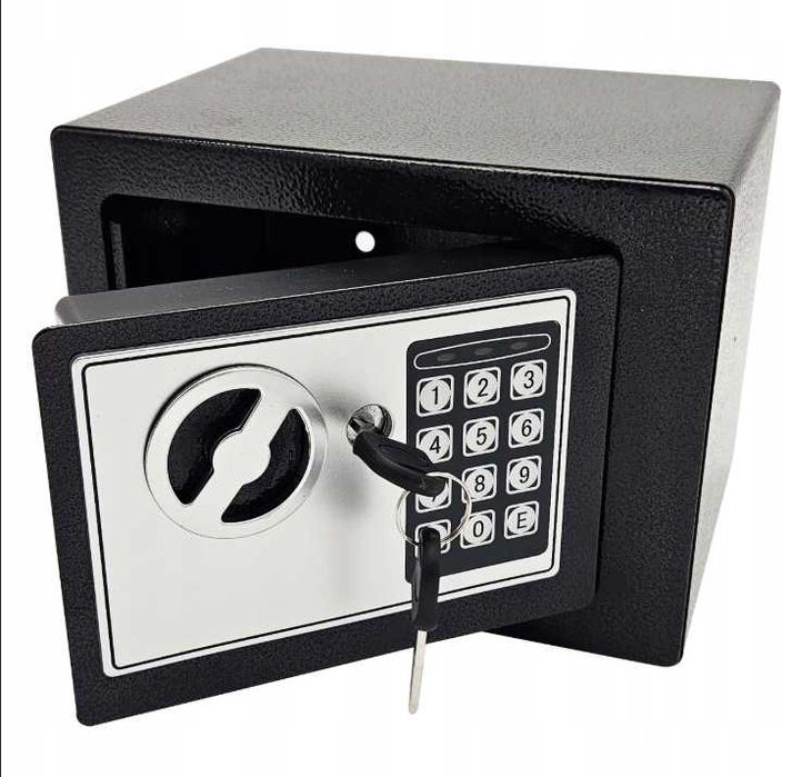 Sejf domowy elektroniczny z szyfrem i kluczem | na pieniądze i klucze