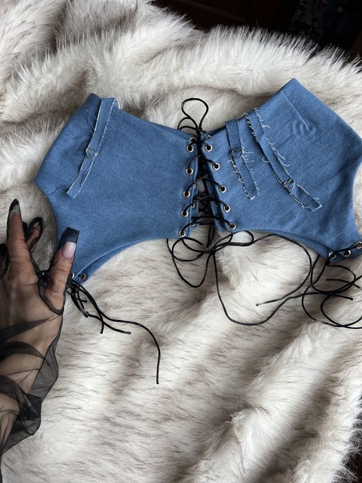 Баска джинсова на шнурівці корсет