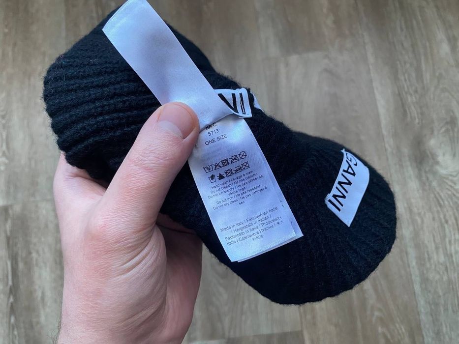 Оригінальний Берет Ganni Women’s Wool Rib Knit Beret Black Italy