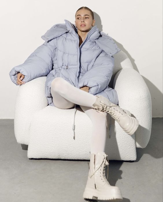 Пуховик у сіро-блакитному кольорі CHER17
