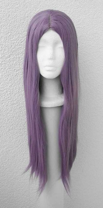 Fioletowa prosta długa peruka z przedziałkiem bez grzywki cosplay wig