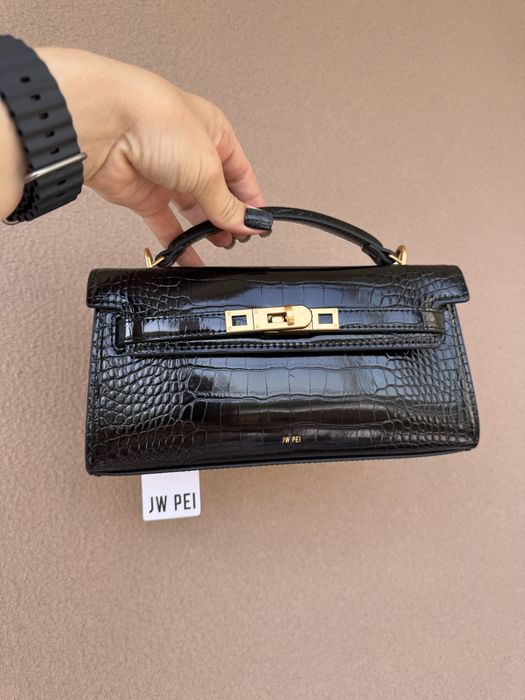 Жіноча сумочка Jw pei Noor brown canvas і Black croc